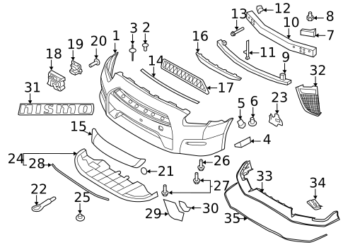 Bumper & Components - Front for 2014 Nissan GT-R #0