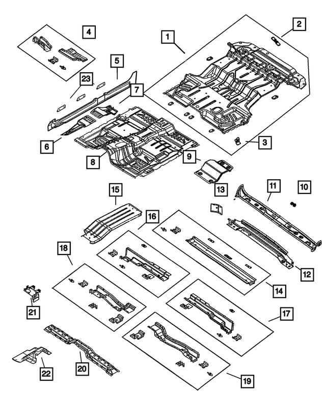 « 55256759AH – Body Sheet Metal Except Doors : Plancher Arrière Cuvette pour Mopar Image »