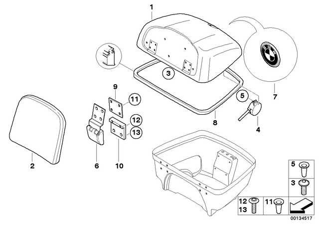 46547672130 - : Rear Backrest, Imitation Leather for BMW-Motorrad Image