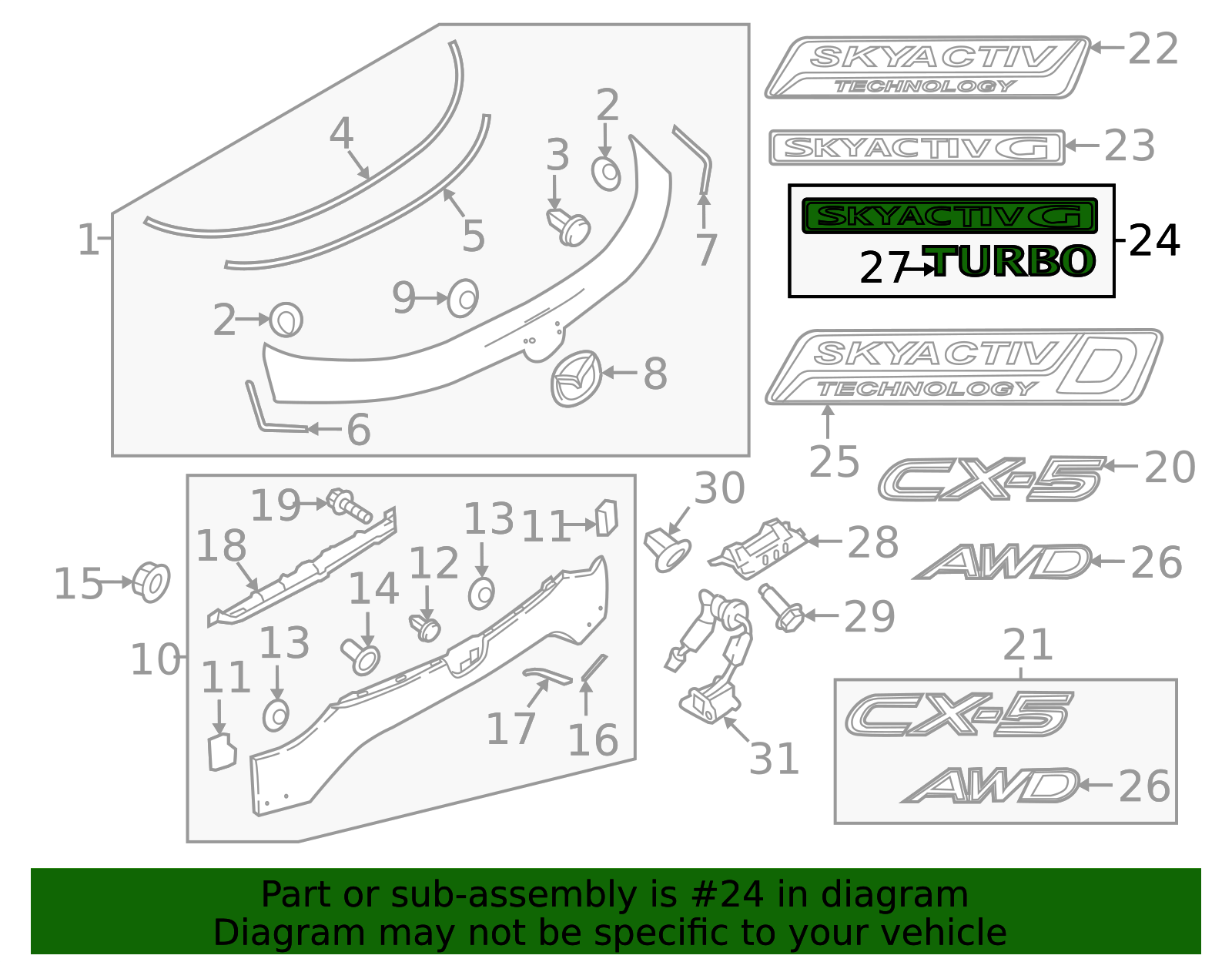 KSL4-51-770 - Hatch Emblem 2022-2025 Mazda CX-5 | Mazda-Parts