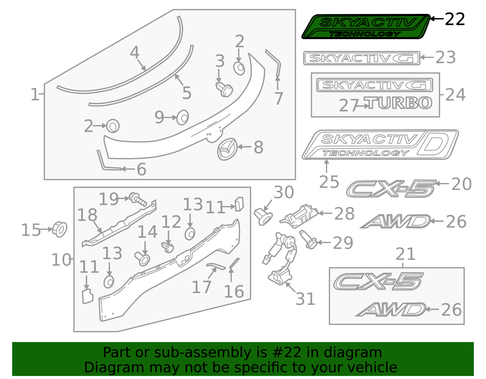 KB7W-51-771 - Hatch Emblem 2017-2019 Mazda CX-5 | Mazda-Parts