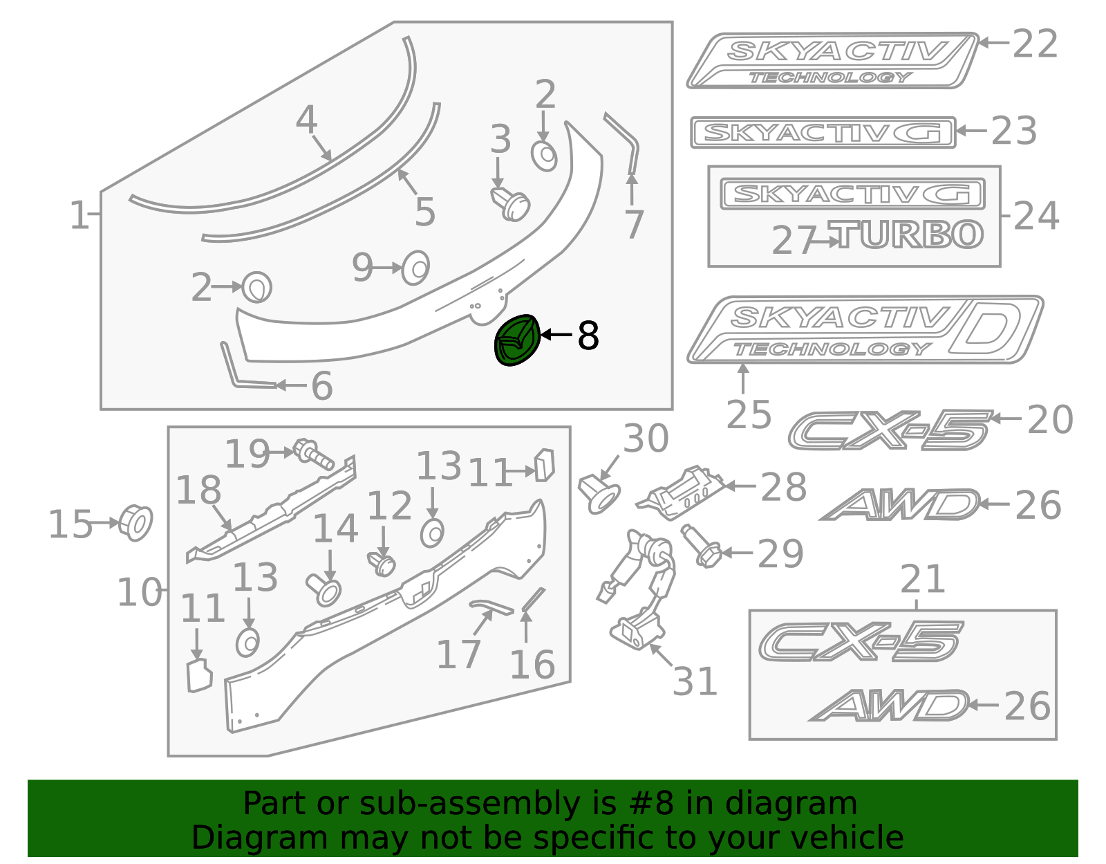 KB7W-51-731 - Emblem - 2017-2025 Mazda CX-5 | Mazda Swag