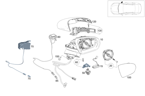 Outside Rear View Mirror, on the Right for 2020 Mercedes-Benz A35 AMG #0