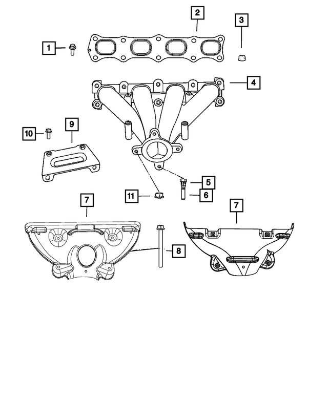 5047269AB - 2.4L Gas; Engine: Exhaust Manifold for Mopar Image