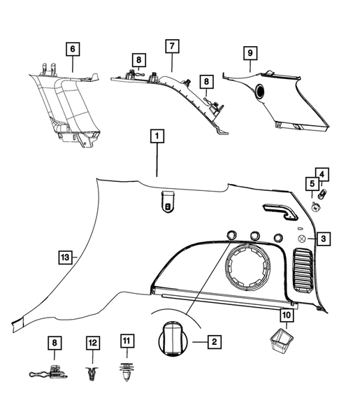 Panels-Moldings-Scuff Plates, Pillar, Cowl, 1/4 Panel Trim and Cargo Covers for 2017 Jeep Grand Cherokee #1