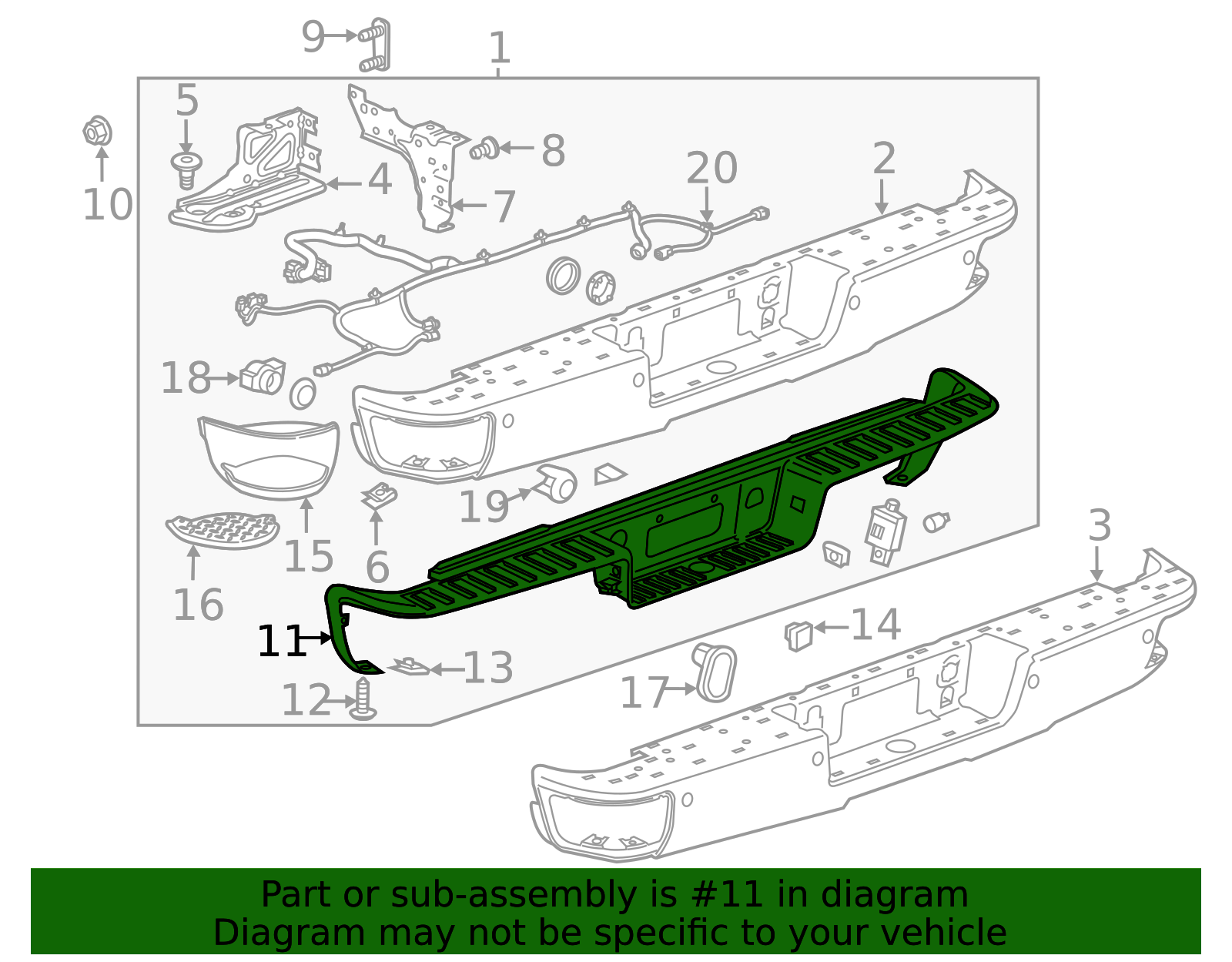 2014-2019 GM Anthracite Rear Bumper Step Pad 23108158 GM ...