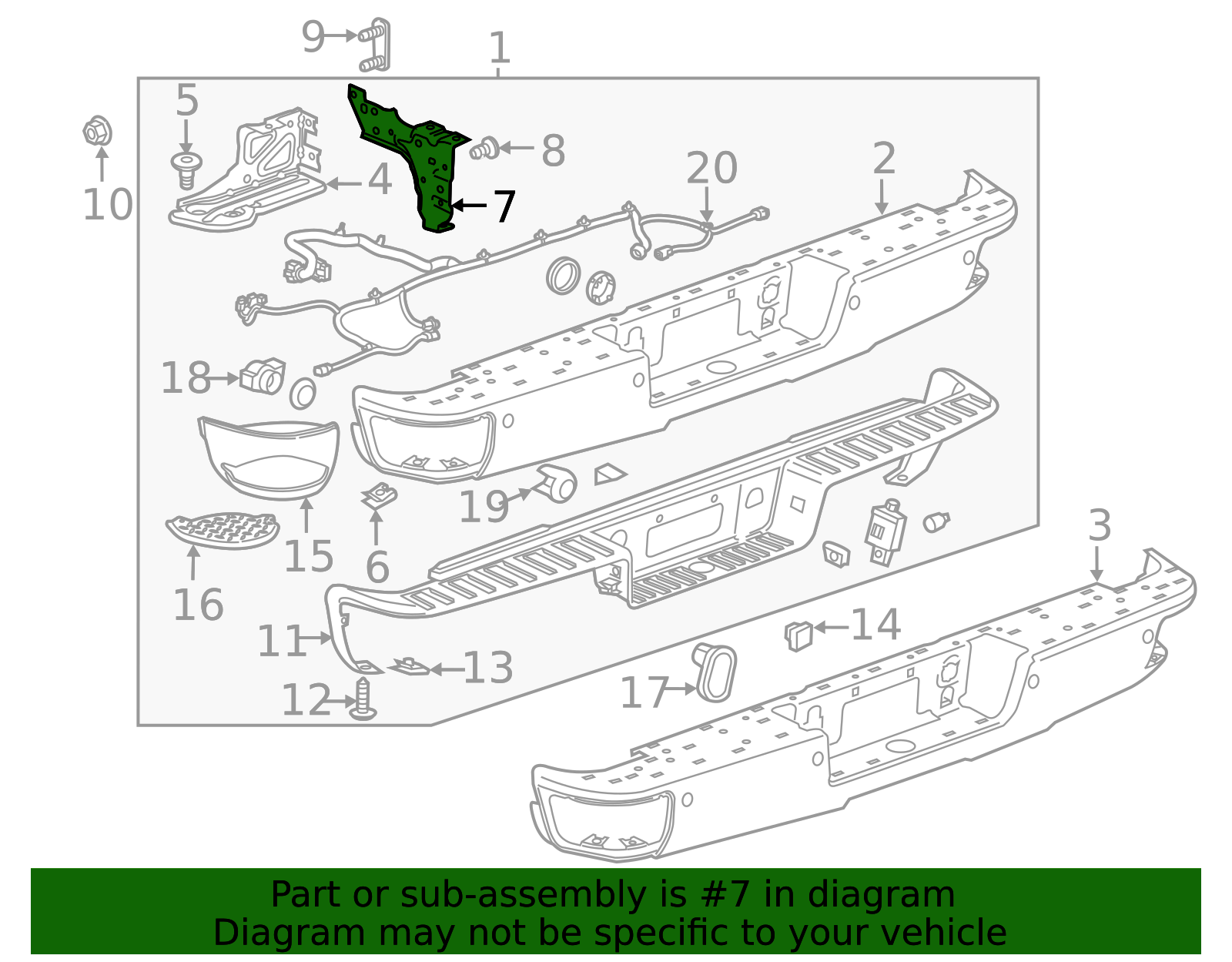 2014-2019 GM Passenger Side Rear Bumper Impact Bar Bracket Bracket ...