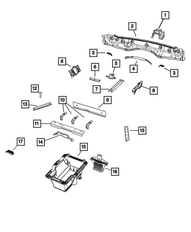 68495842AA - Rear Suspension: Floor Pan Bracket, Right for Jeep: Grand Cherokee, Grand Cherokee L Image