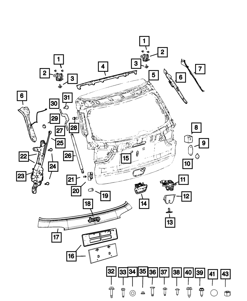 2017-2025 Jeep Compass Lift-Gate Opening Panel, Right