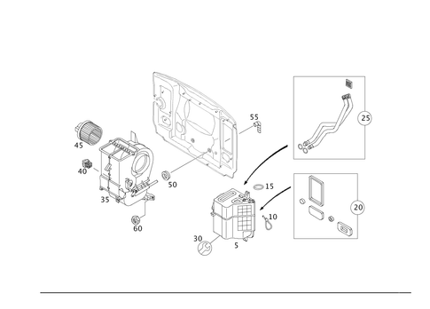 Heater and Evaporator Housing with Blower and Wiring Harness for 2019 Smart EQ fortwo #0