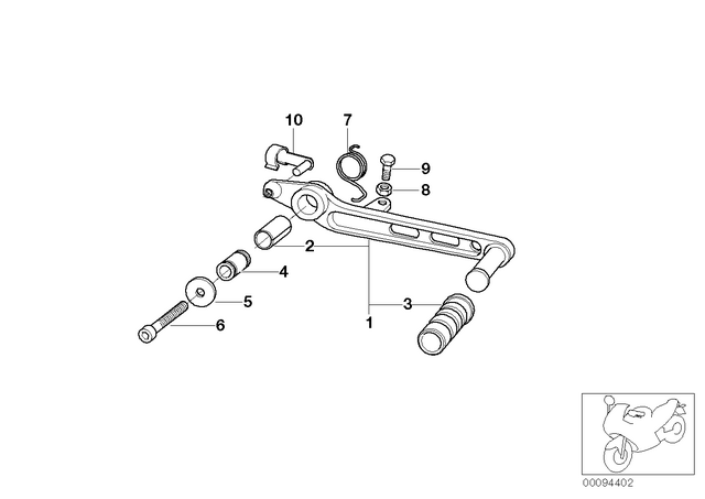 35217650366 - Pedals: Footbrake Lever, Silver -  for BMW-Motorrad Image