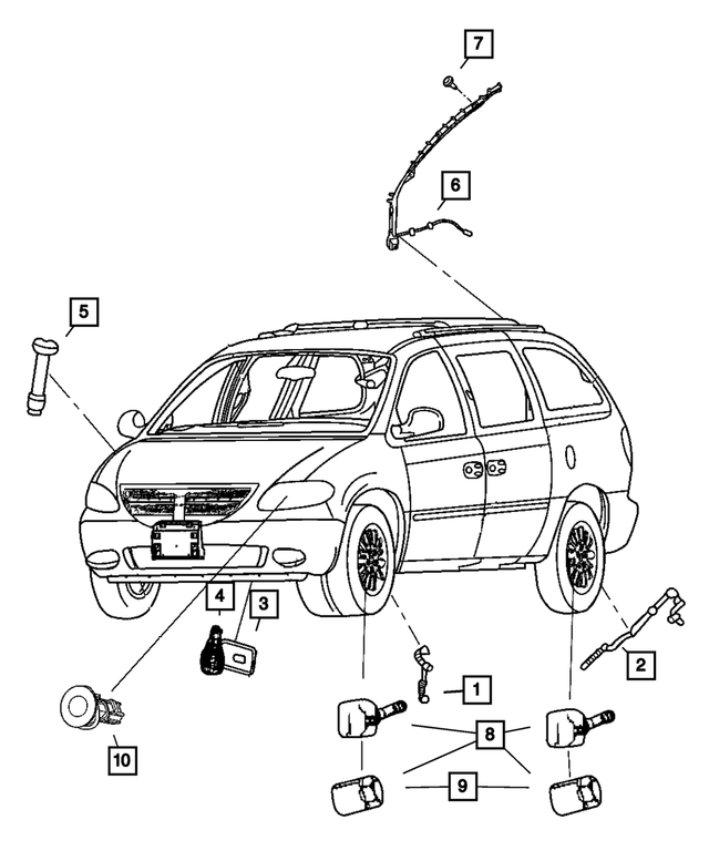 5127335AF - : Tire Pressure Sensor Package for Chrysler: Pacifica, Town &amp; Country | Dodge: Caravan, Grand Caravan Image