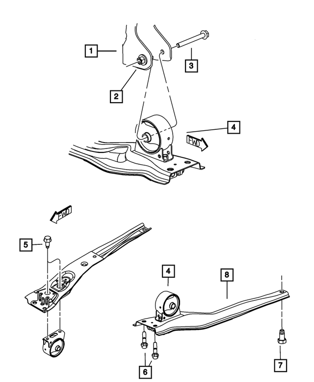 5038045AB - 2.4L Turbo Gas; Engine: Engine Mount Isolator, Front for Mopar Image