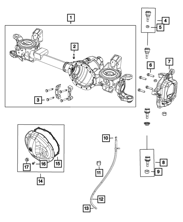 68216199AC - Front Axle; American Axle 235 MM Dual Rear Wheel; Differential and Drive Line: Axle Housing for Mopar Image