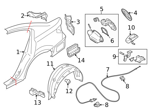 Quarter Panel & Components for 2013 Subaru Tribeca #1