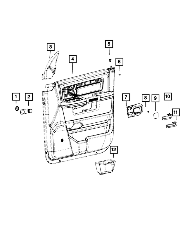 « 7DT761U6AA –  : Garnissage De Porte Avant Panneau, Côté Droit pour Mopar Image »
