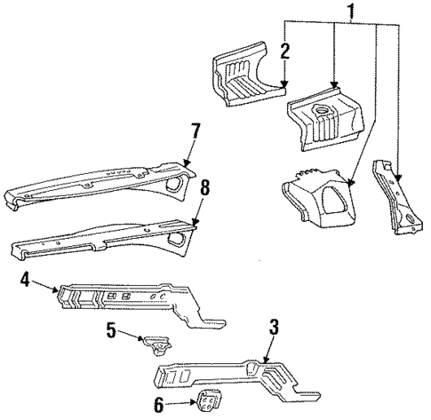 Structural Components & Rails for 1991 Mercury Cougar #0