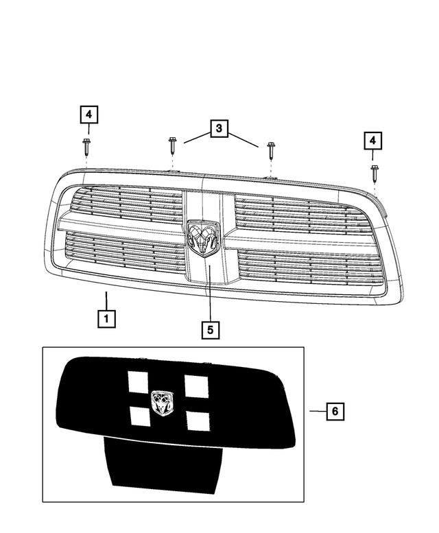 68001468AC - Exterior Ornamentation: Radiator Grille for Mopar Image