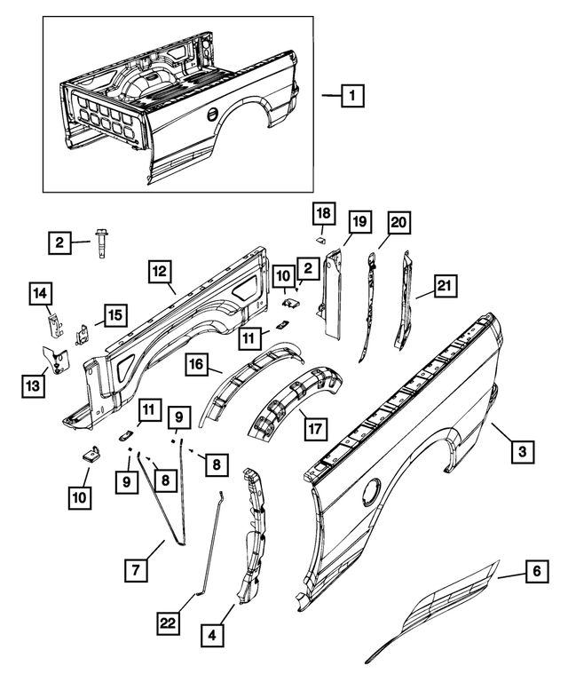 « 68054863AD – Body Sheet Metal Except Doors : Pick Up Caisson pour Mopar Image »