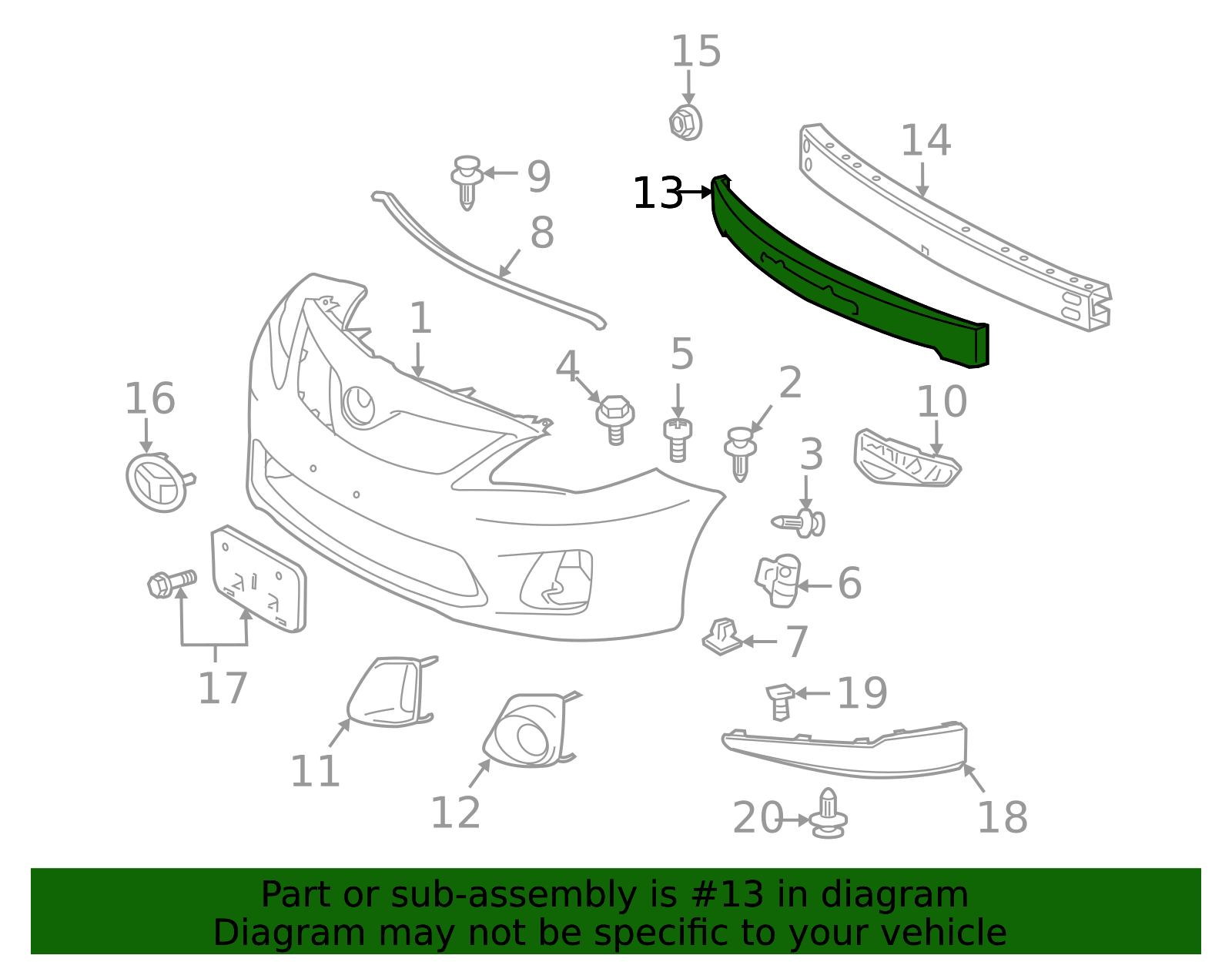 52611-02250 - Bumper Impact Absorber - 2011-2013 Toyota Corolla | OEM ...