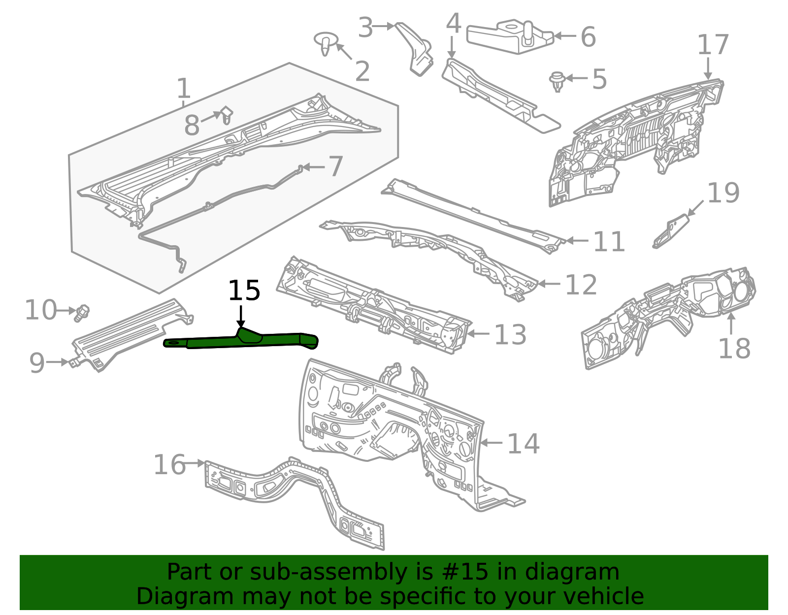 22884503 - Passenger Side Front End Sheet Metal Diagonal Brace 2013 ...