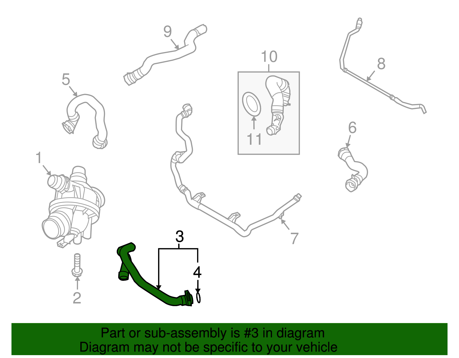 11537578727 - 2009-2011 BMW Z4 Water Hose (11-53-7-578-727