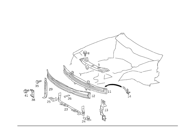 140620271667 - Cowl, Front Panel: Reinforcement for Mercedes-Benz: 300SD, 400SE, 400SEL, 500SEL, 600SEL, S420 Image image