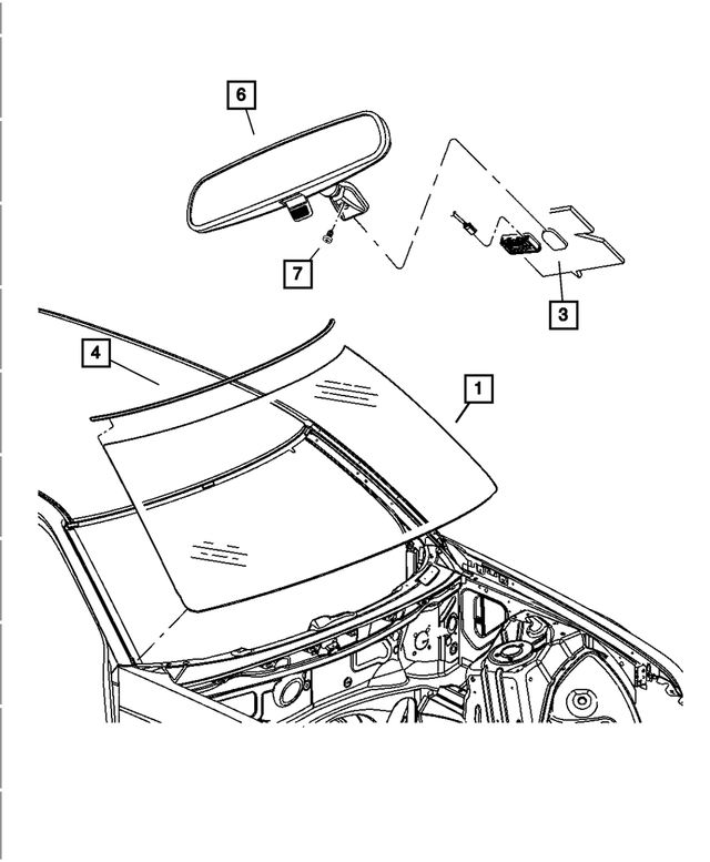 68043974AA - Body Sheet Metal Except Doors: Windshield for Chrysler: 300 | Dodge: Charger, Magnum Image