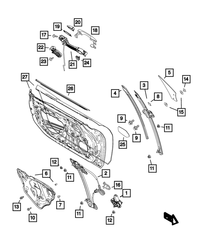 68315683AA - Doors, Door Mirrors and Related Parts: Front Door Window Regulator, Right for Mopar Image