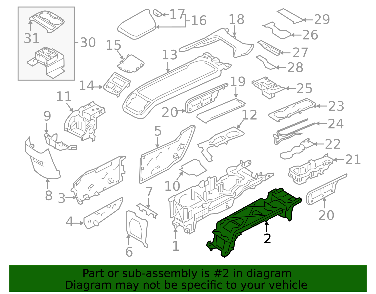 2016-2023 Volvo XC90 Console Base 31469485 | TascaParts.com