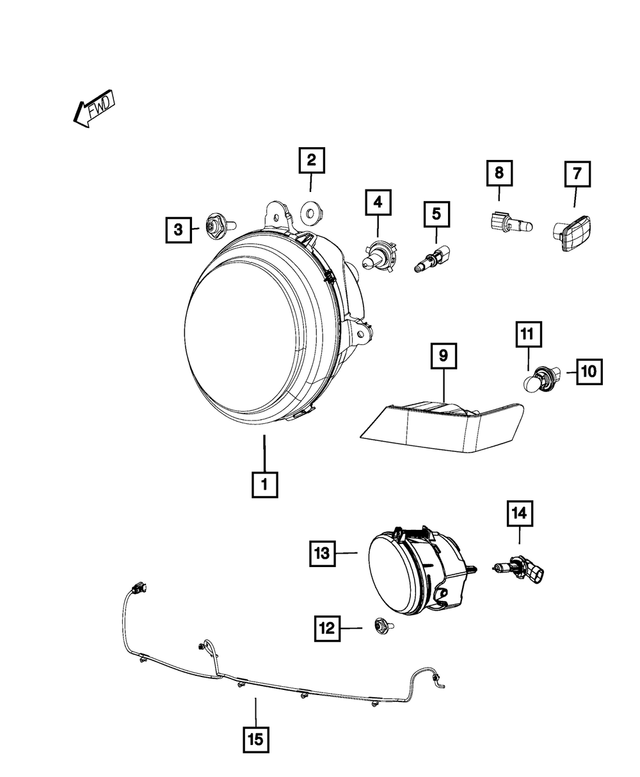 5303874AE - Electrical: Headlamp, Right for Mopar Image