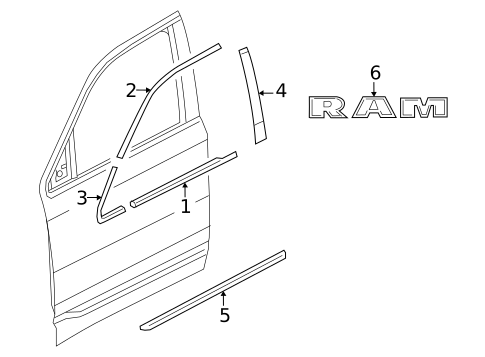 Exterior Trim - Front Door for 2025 Ram 1500 #0