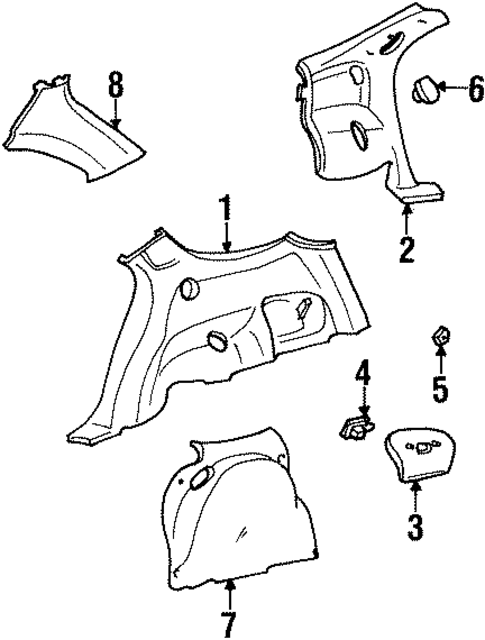 Interior Trim - Quarter Panels for 1997 Ford Taurus #0