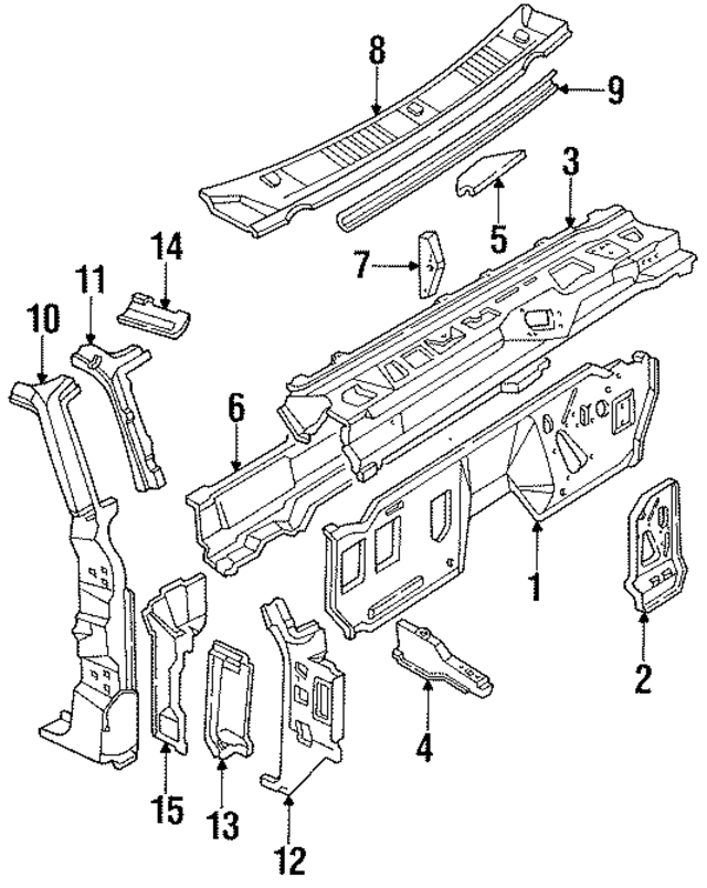 F4TZ1501610A - Body: Dash Panel for Ford: Bronco, F-150, F-250, F-250 HD, F-350, F-Super Duty Image