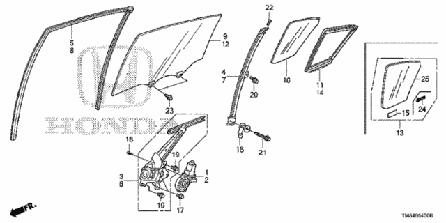 Rear Door Glass - Regulator for 2010 Honda Insight #0