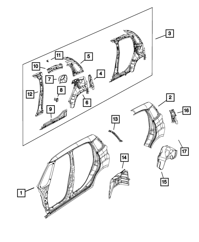 68300555AA - Body Sheet Metal Except Doors: Body Side Aperture Outer Panel, Right for Mopar Image