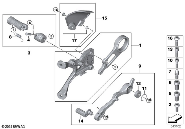 46715A7EF84 - Frame and Mounting Parts: Foot Peg Plate Right - Racing for BMW-Motorrad Image