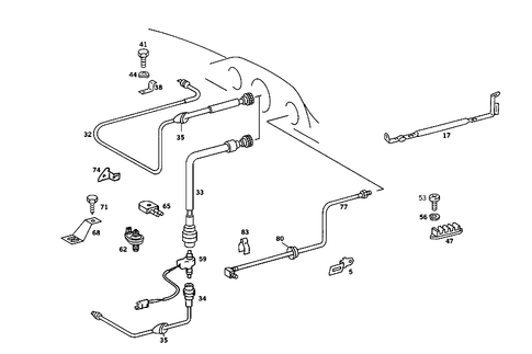 Speed Sensor, Speedometer Flexible Shaft and Oil Pressure Gauge Line for 1985 Mercedes-Benz 380SL #1