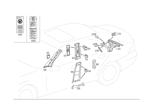 Paneling for a, B, C and D-Pillars for 2006 Mercedes-Benz C55 AMG #0