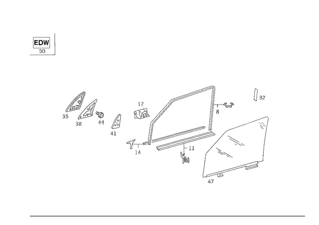 1267251525 - Doors: Window Guide Rail for Mercedes-Benz: 280S, 280SE, 280SEL, 300SE, 300SEL, 380SE, 380SEL, 560SEL Image image