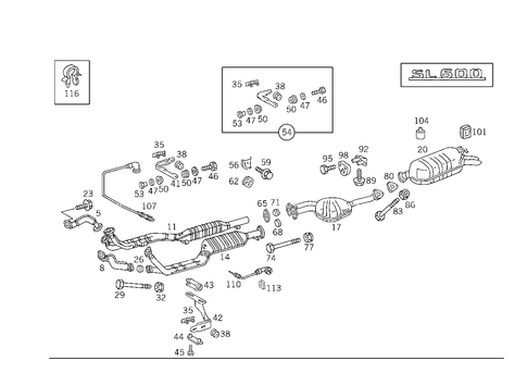 Exhaust System Used on Twelve-Cylinder Gasoline Vehicles for 1993 Mercedes-Benz 600SL #2