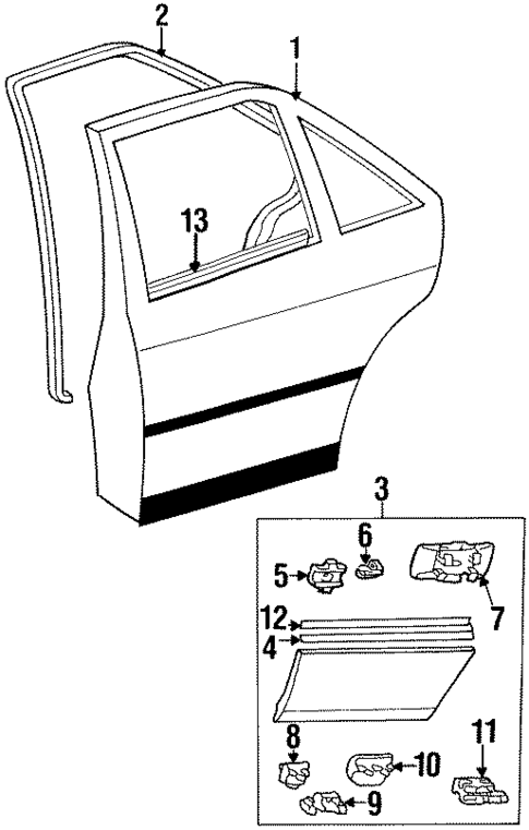 Exterior Trim - Rear Door for 1992 Mercedes-Benz 400 E #0
