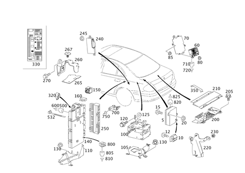 Control Modules and Relays in Load Compartment for 2009 Mercedes-Benz E320 #0