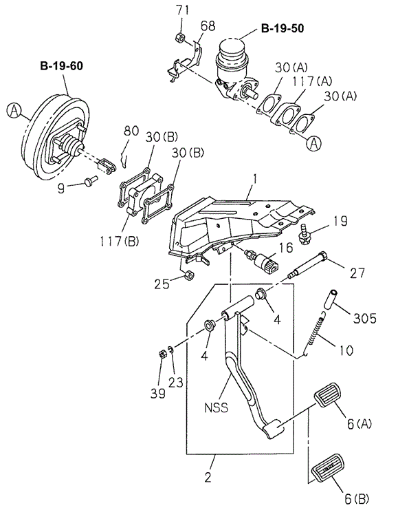 Brake Pedal (TO:9908) for 2000 Honda Passport #0