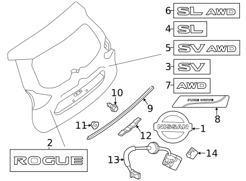Exterior Trim - Lift Gate for 2017 Nissan Rogue #0