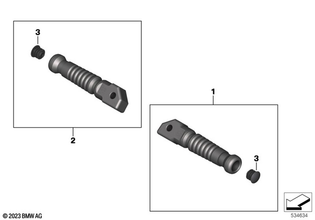 46711542057 - Frame and Mounting Parts: Footrest, Rear Left - Shadow for BMW-Motorrad Image image