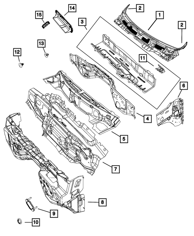 68362458AC - Body Sheet Metal Except Doors: Cowl Top Panel for Mopar Image