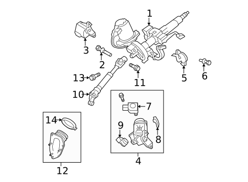 Steering Column for 2010 Toyota Highlander #1