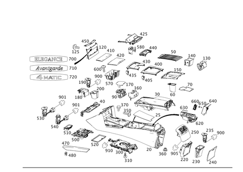 Housing with Stowage Tray, Armrest and Ashtray for 2016 Mercedes-Benz E250 #0