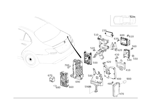 Control Units and Relays in Trunk for 1996 Mercedes-Benz E300 #0
